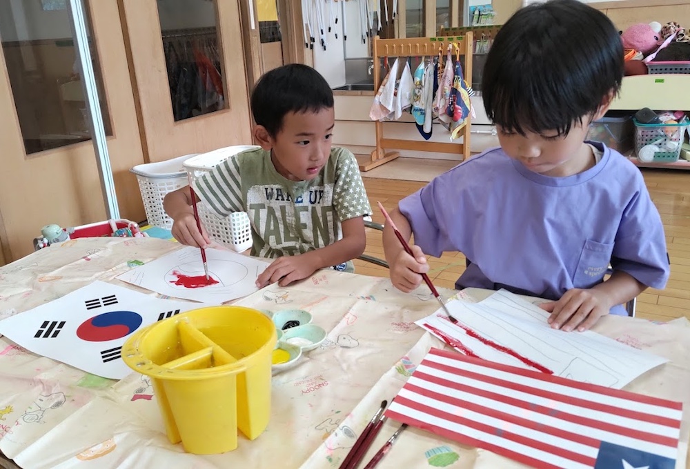 運動会万国旗づくり1